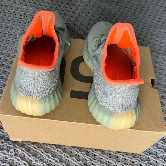 Adidas Yeezy Boost 350 V2 Desert Sage shoes.